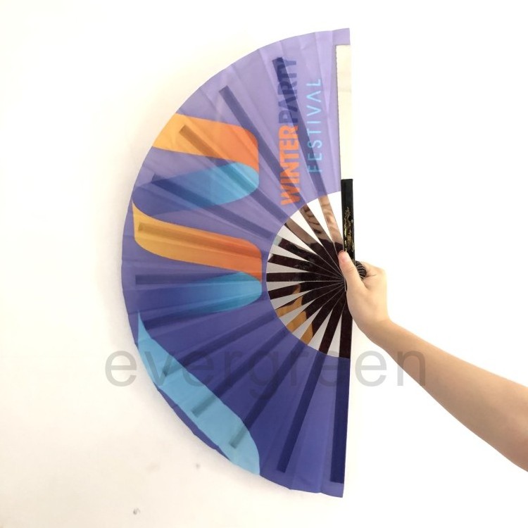 Custom printed metal large hand folding fan for promotional gifts