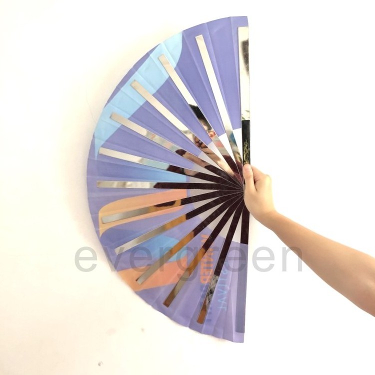 Custom printed metal large hand folding fan for promotional gifts