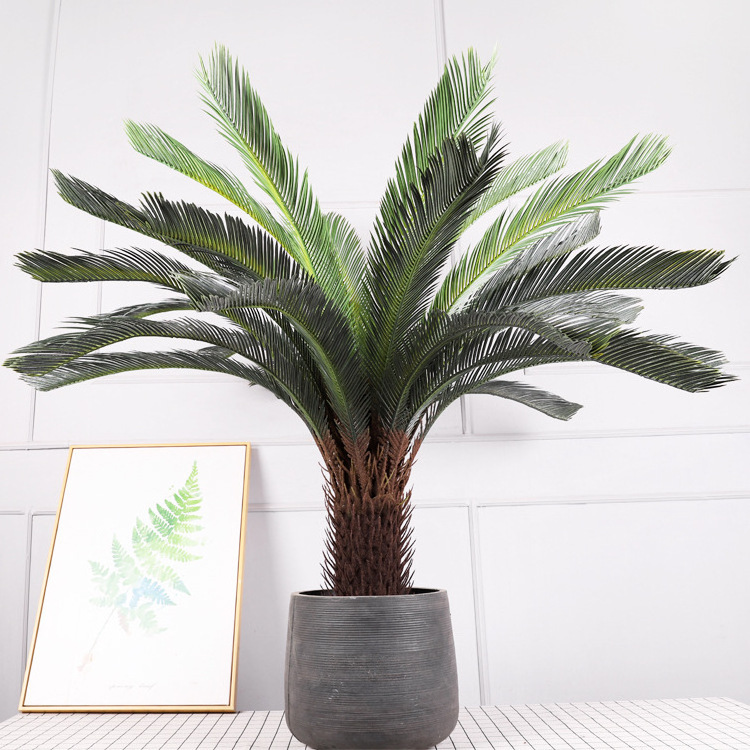 EG-J344 Customized Size Big Tropical Plant Home Bonsai with Potted Artificial Sago Cycas Palm Tree