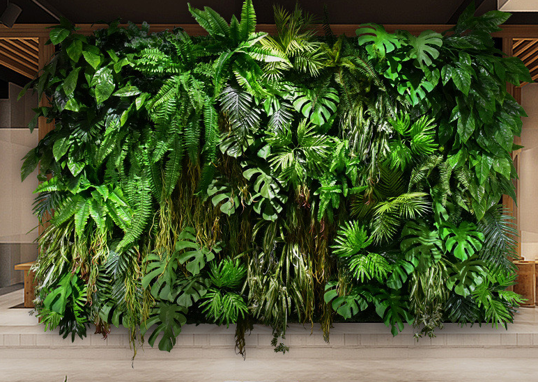 EG-V014 New Design Artificial Plant Wall Decor Indoor/Outdoor Anti-UV Green Jungle Panel Fake Grass