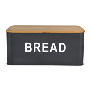 EVERGREEN Bread Bin for Kitchen Countertop - Metal Breadbox with Bamboo Chopping Board Lid