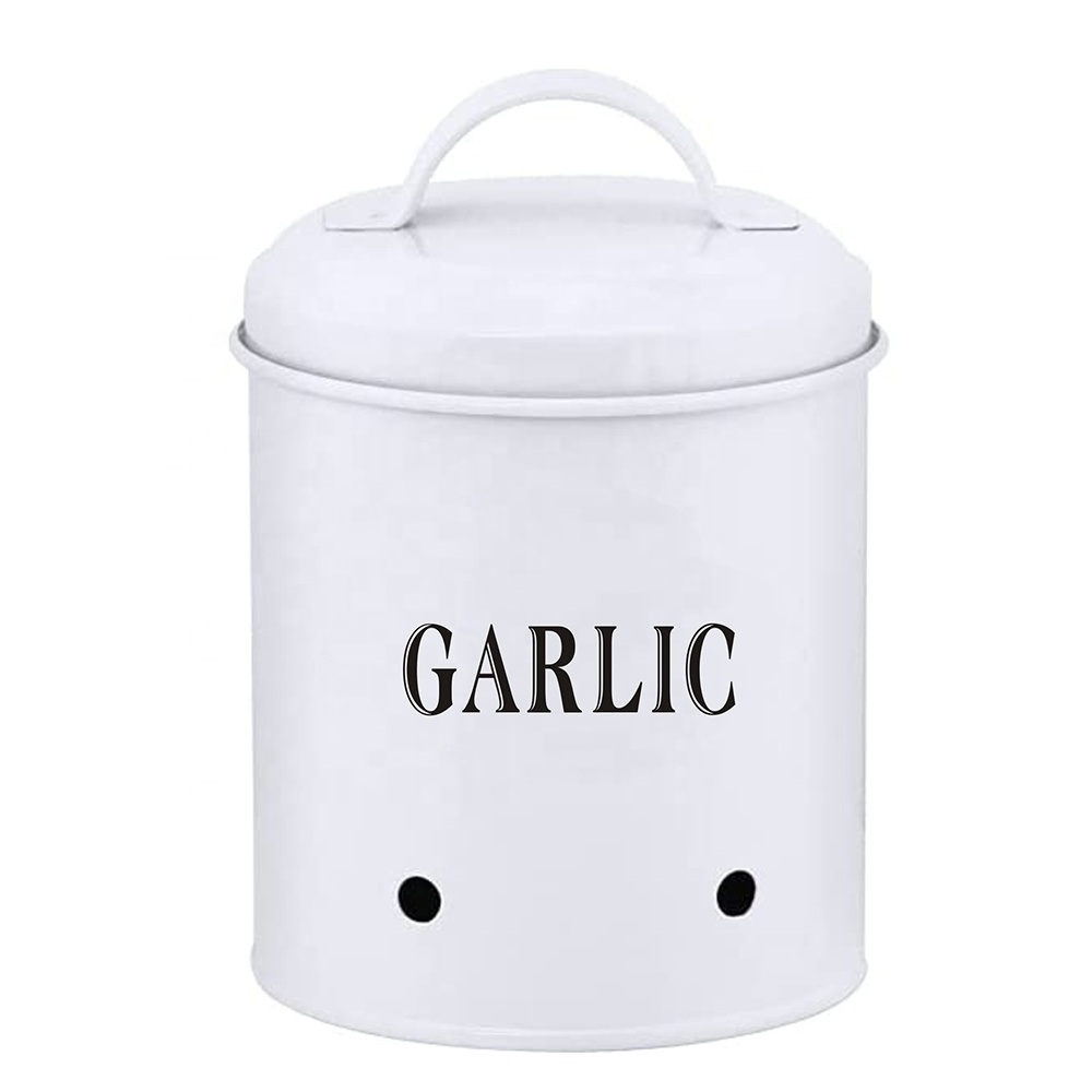 EVERGREEN Potato Onion Garlic Storage Bin with Lid - Set of 3 - Kitchen Organizer and Tin Vegetable Keeper - Metal Containers