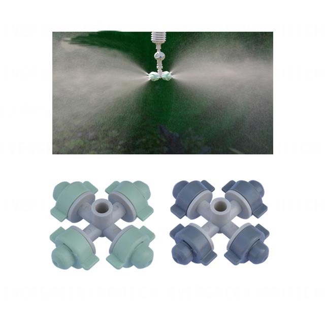 High quality greenhose irrigation 4-way Nozzle Mist fogger with hanging set kit