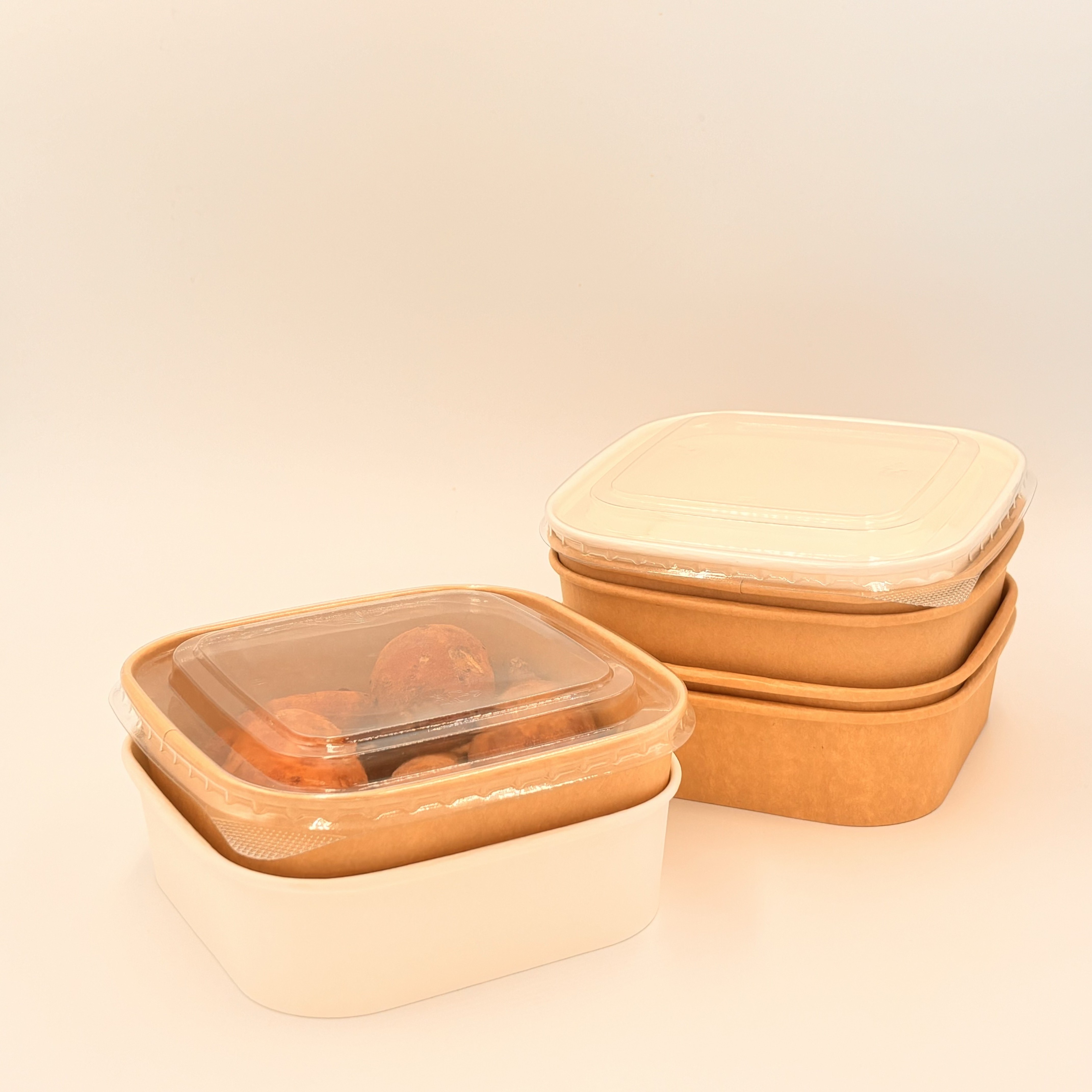 Disposable Food Packaging Lunch Container Take Away Kraft Paper Food Container Takeout Salad Noodles Lunch Paper Box