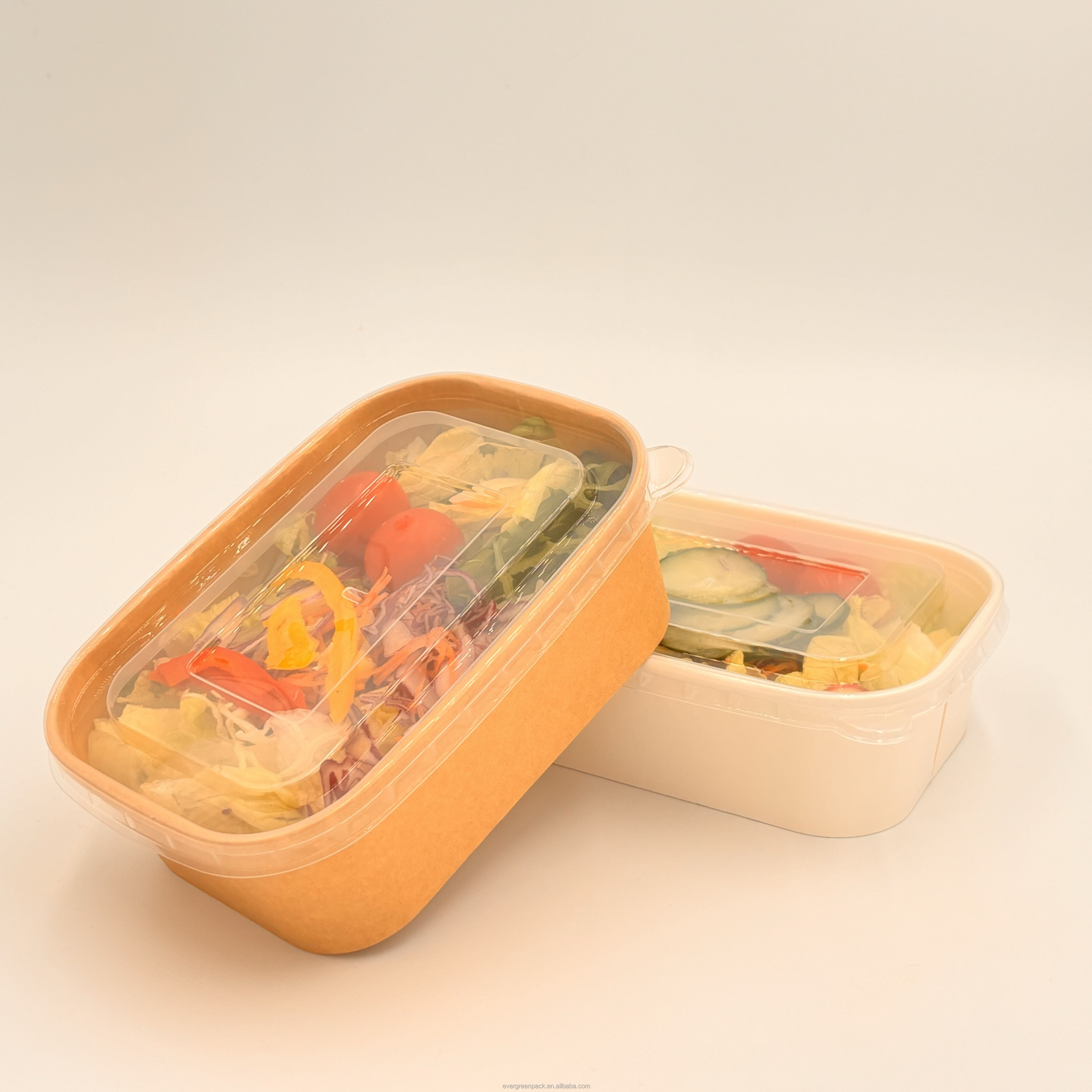 Disposable Food Packaging Lunch Container Take Away Kraft Paper Food Container Takeout Salad Noodles Lunch Paper Box