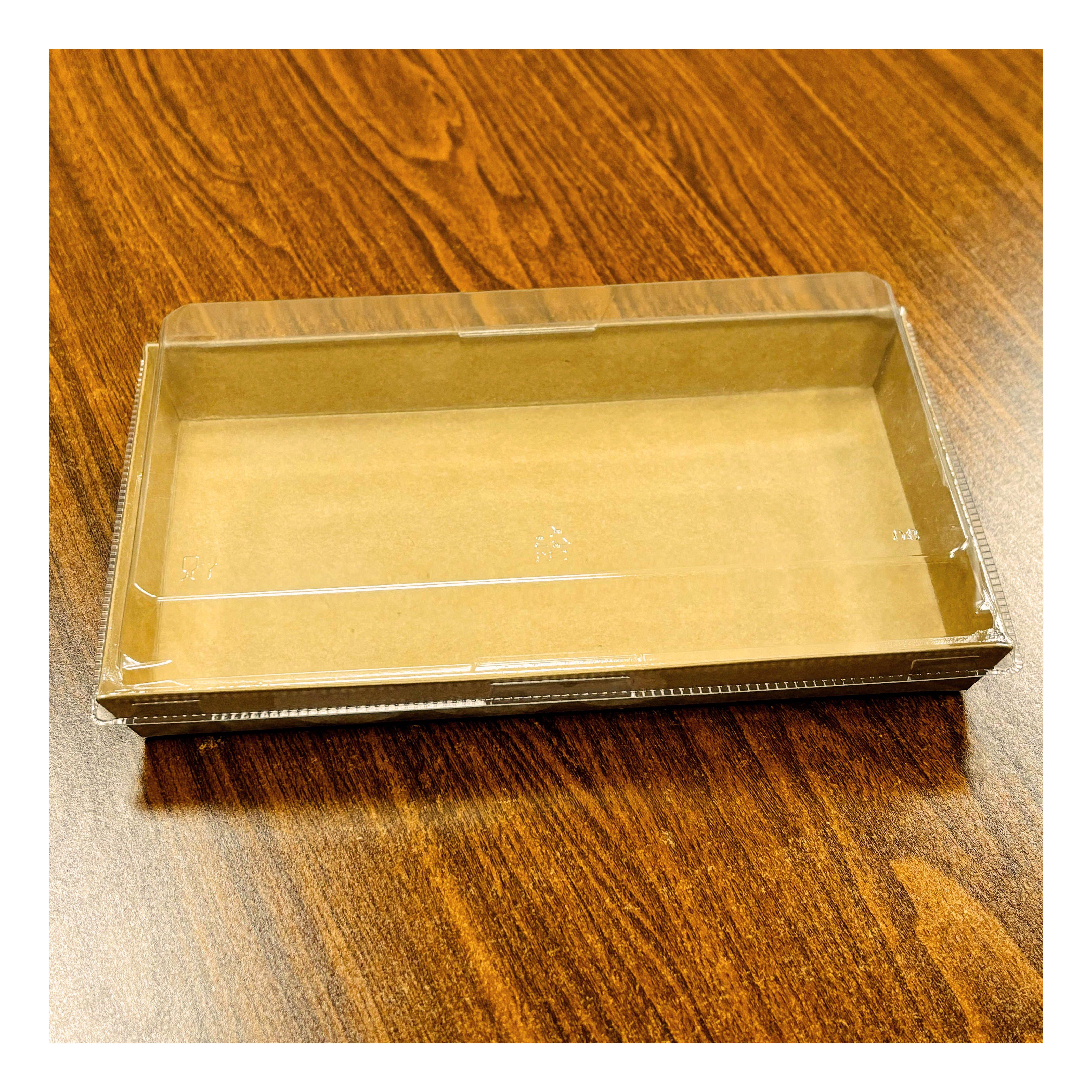 Eco-friendly Recyclable Sashimi Packaging Kraft Paper Customized Size Sushi Tray with Lid for Take-out