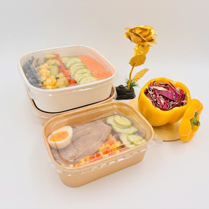 Disposable Food Packaging Lunch Container Take Away Kraft Paper Food Container Takeout Salad Noodles Lunch Paper Box