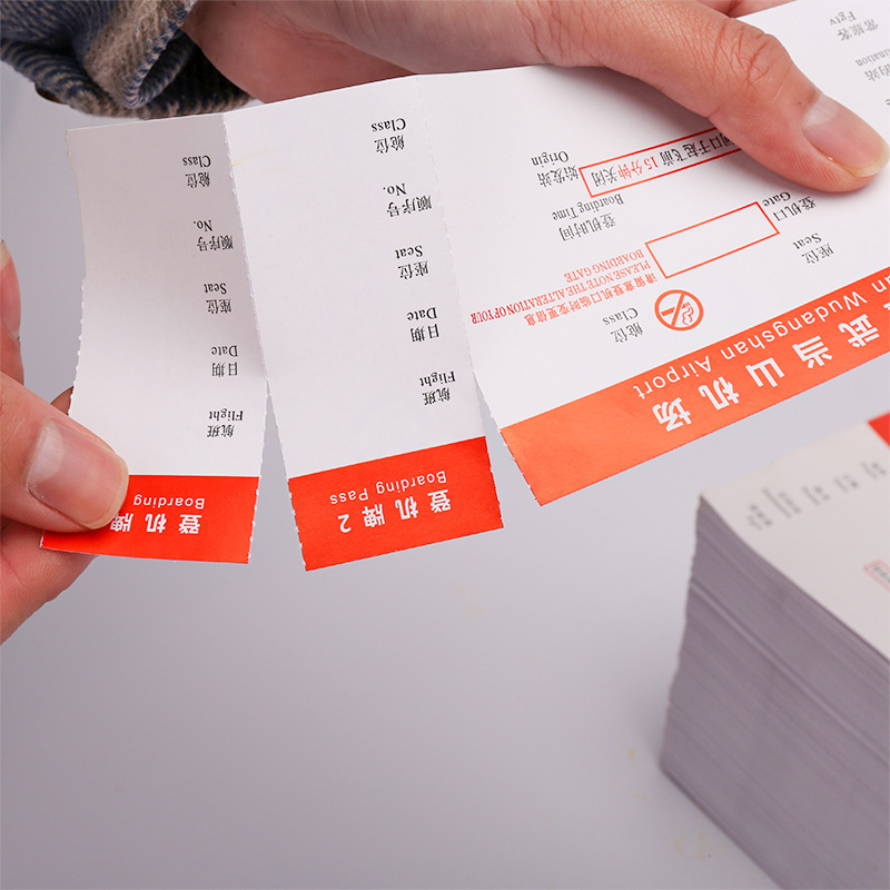 China Custom Empty Paper Booking Cheap Air Ticket Thermal Boarding Pass