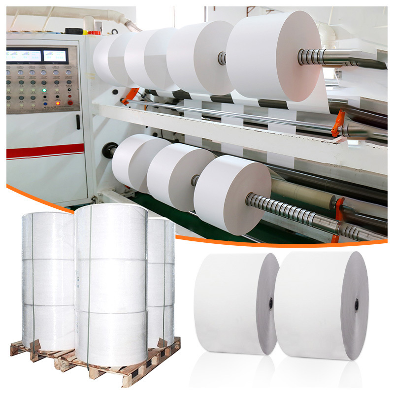 70g matt coated art paper permanent hotmelt adhesive 60g white glassine Jumbo Roll Material