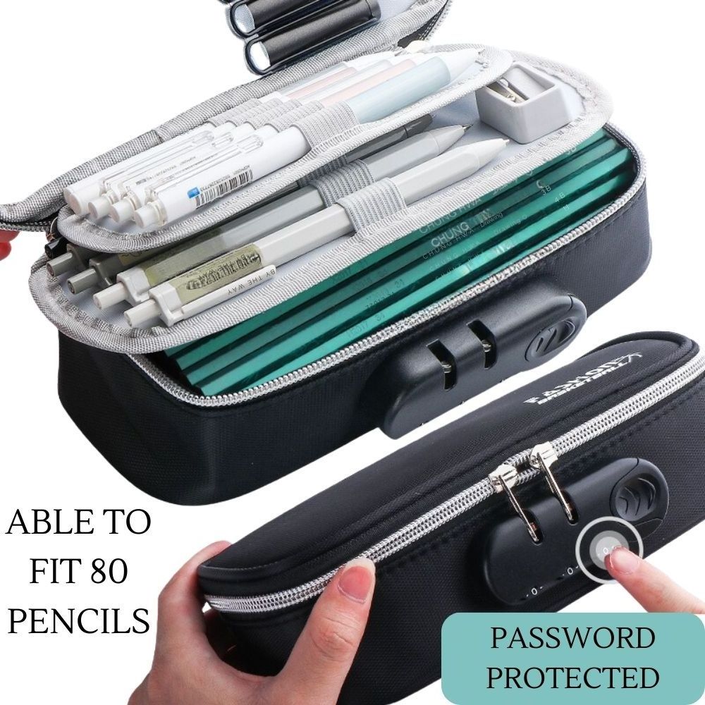 Safeguard Personal Belongings Stationery Elegant Large Schools & Offices Pencil Case with Password Lock