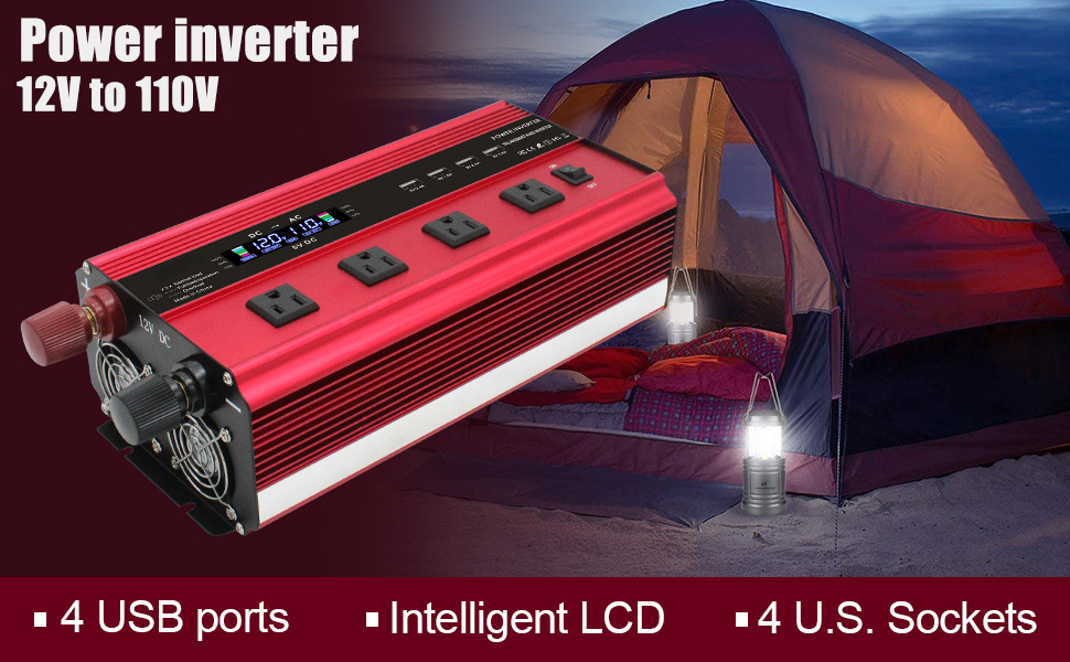 Fan Circuit Led Remote Car Power Inverter DC 12v AC 110v Inversor Onda Sinusoidal Pura 1500w 2000w Inverters And Converters