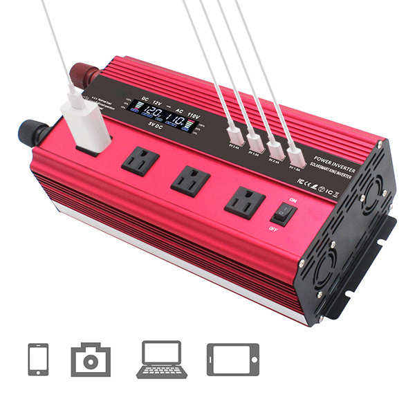 Fan Circuit Led Remote Car Power Inverter DC 12v AC 110v Inversor Onda Sinusoidal Pura 1500w 2000w Inverters And Converters