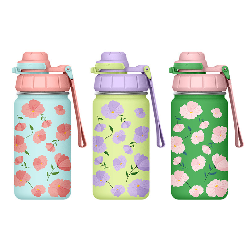 Water Bottles for Kids Drinking Bottle Stainless Steel with Cartoon Personalised 14oz Children Sustainable Wide Mouth Bottle