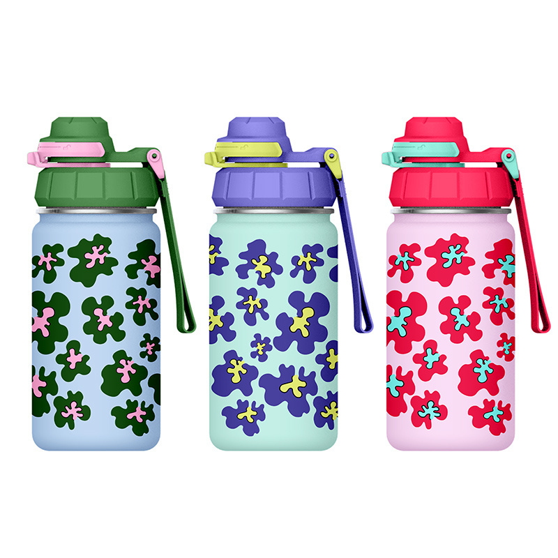 Water Bottles for Kids Drinking Bottle Stainless Steel with Cartoon Personalised 14oz Children Sustainable Wide Mouth Bottle