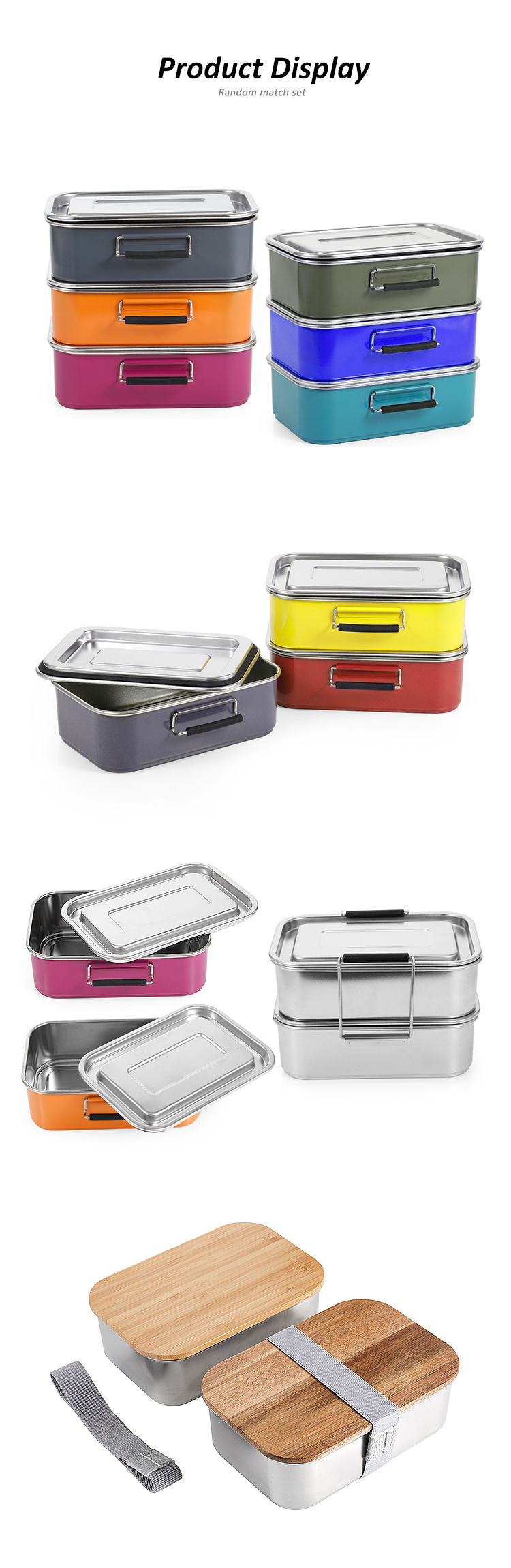 Customized Logo Leakproof Metal Food Storage Container 304 Stainless Steel Bento Lunch Box kids Tiffin Lunch Box