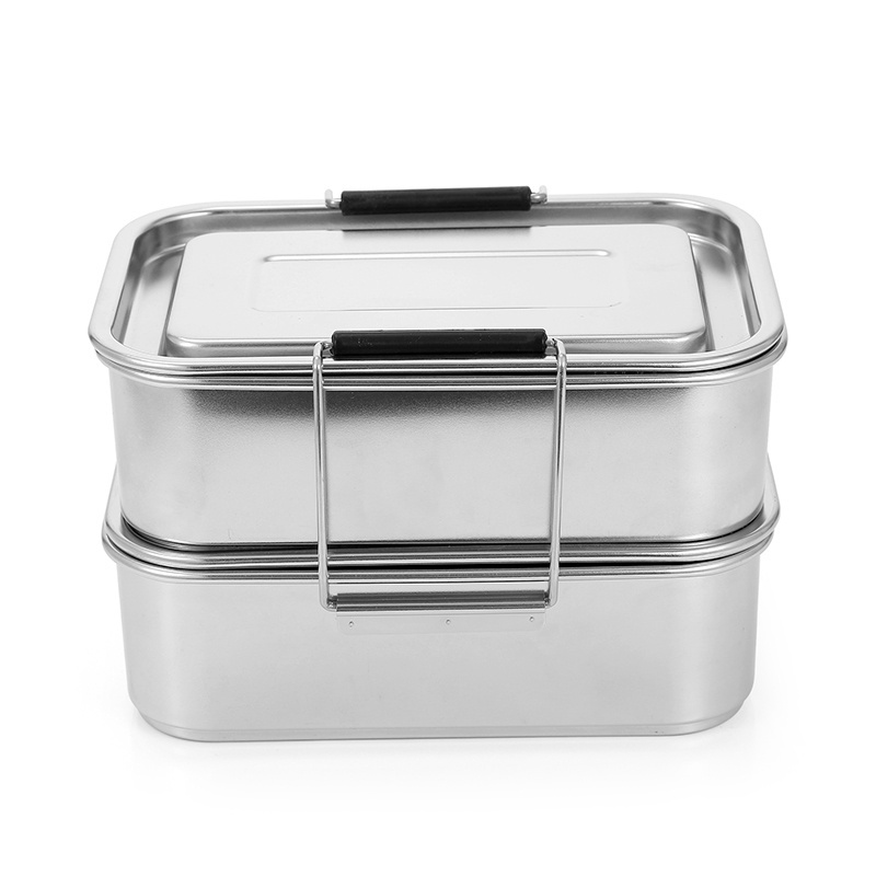 Customized Logo Leakproof Metal Food Storage Container 304 Stainless Steel Bento Lunch Box kids Tiffin Lunch Box