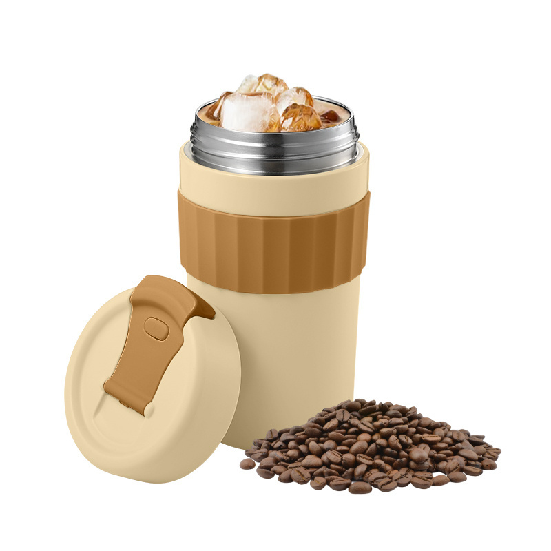 Wholesale Bulk Products 2023 Christmas Gifts 450ml Double Wall Insulated Stainless Steel Coffee Cup Travel Mug with Straw