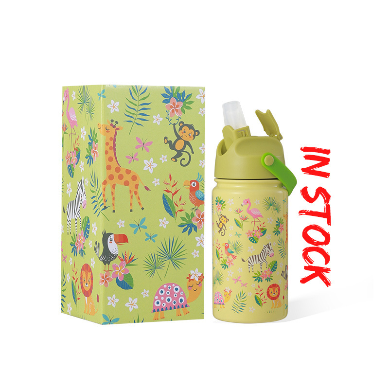 Leak-Proof Thermal Double Wall 14oz Stainless Steel Water Bottle with Handle Bottle for Kids with Custom Design Logo 14oz 10oz