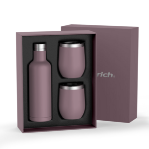 Promotional Gift 750ml Wine Bottle and 12oz Wine Tumbler Cups Stainless Steel Wine Bottle Set with Gift Box