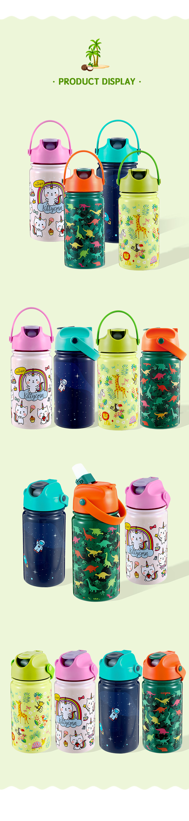 Everich Best Selling In Stock Bottle Portable Customized Logo Stainless Steel Kid Drinking Insulated Water Bottle with Straw Lid