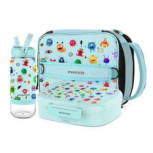 Cute kids bento lunch box with water bottle and lunch bag sets bpa free eco-friendly lunch box kids