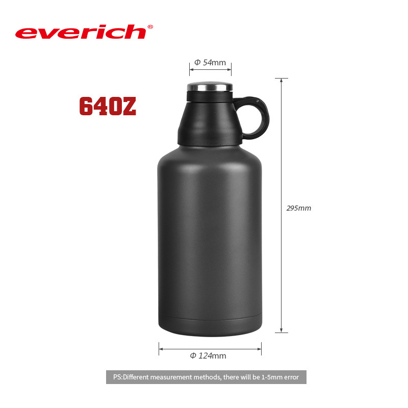 2 Litres Stainless Steel Gym Water Bottle Growler, Metal Vacuum Insulated Water Bottle 48 hours COLD Fitness Drinks Bottle