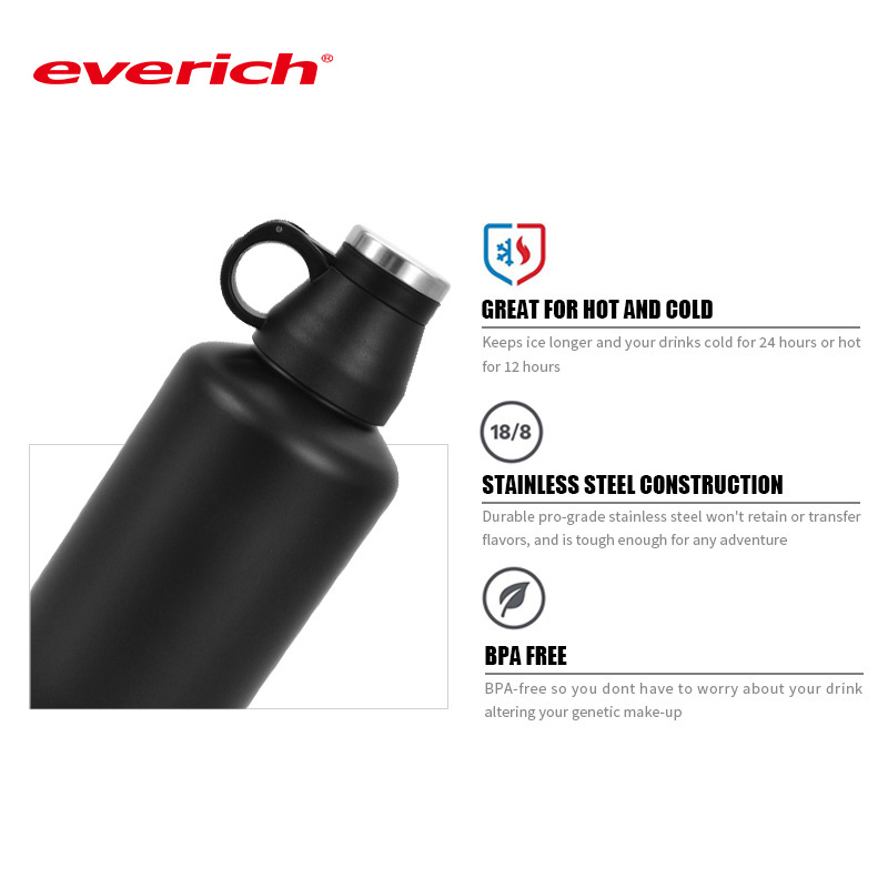 2 Litres Stainless Steel Gym Water Bottle Growler, Metal Vacuum Insulated Water Bottle 48 hours COLD Fitness Drinks Bottle