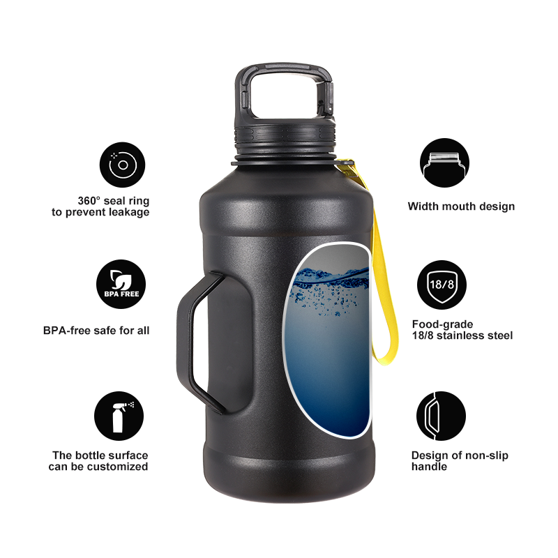 2023 New Arrival Half Gallon 2.2L Stainless Steel Sports Gym Bottle Water Jug With Handle