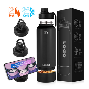 2024 Vacuum Flask Double Wall Stainless Steel Insulated Water Bottles With Phone Holder Lid Tripod Function For Watching Videos