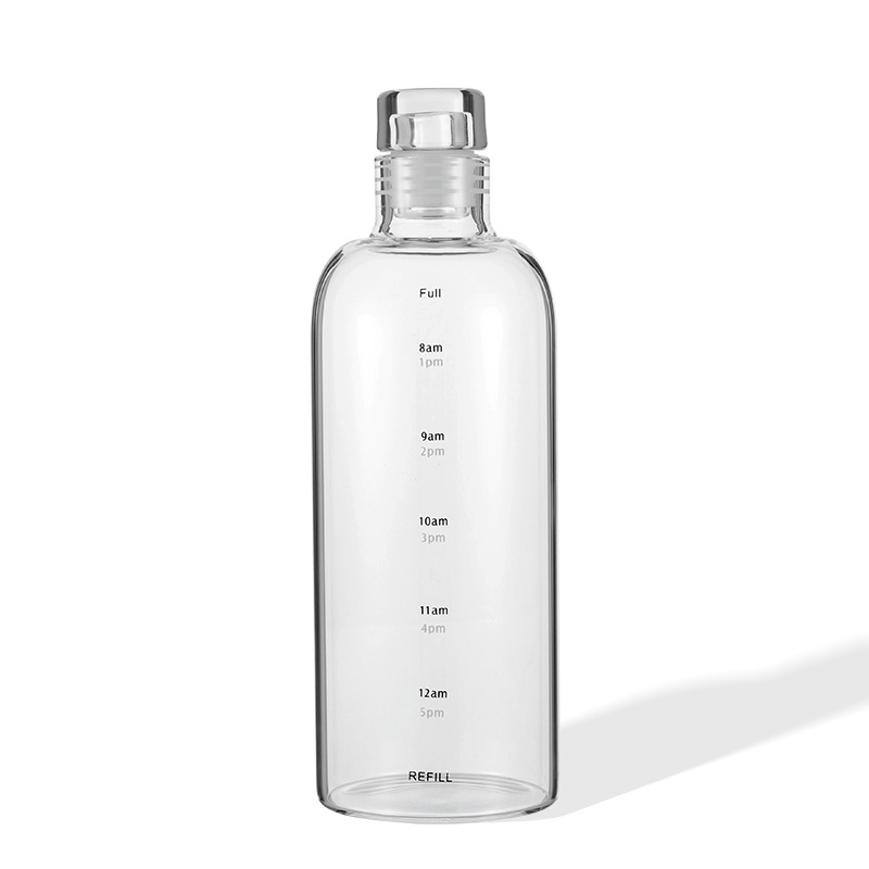 High-grade glass water bottles 2023 Top Seller 500/750 ml Motivational Glass Bottles with Time Maker