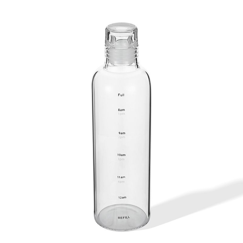 High-grade glass water bottles 2023 Top Seller 500/750 ml Motivational Glass Bottles with Time Maker