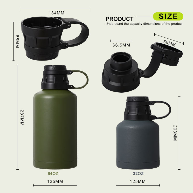 Everich Wholesale Food grade sealing ring Double walled vacuum sealed stainless steel beer water bottle with chug lid