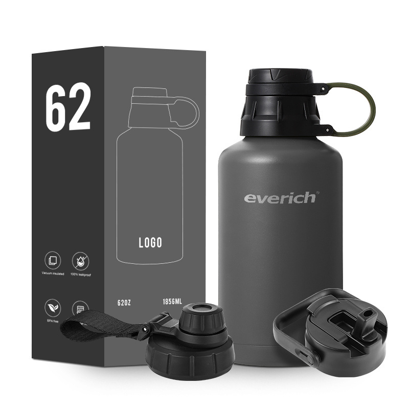 Everich Wholesale Food grade sealing ring Double walled vacuum sealed stainless steel beer water bottle with chug lid