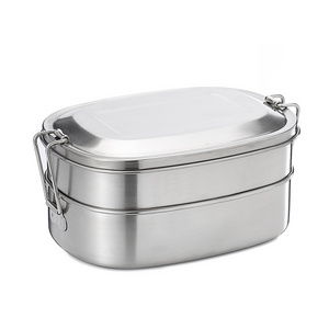 Everich two layer metal 304 Stainless Steel bento box bpa free tiffin lunch box with lock