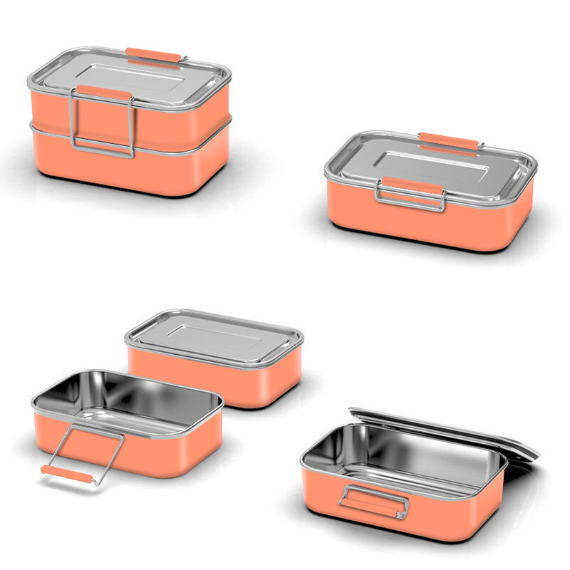 Lunch Box Everich 900ml/1800ml 18 8 Leakprooof Stainless Steel Food Storage Boxes & Bins Metal Food Container Eco-friendly 1-3L