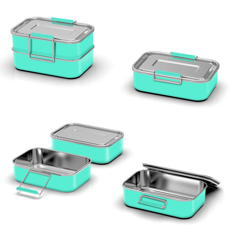 Lunch Box Everich 900ml/1800ml 18 8 Leakprooof Stainless Steel Food Storage Boxes & Bins Metal Food Container Eco-friendly 1-3L