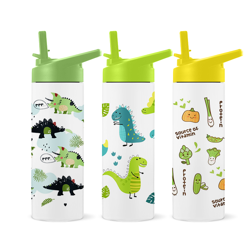 14oz 18oz Stainless Steel Kids Water Bottle Straw Drinking Children Bpa Free Kids Drink School Cute Pattern Water Bottle