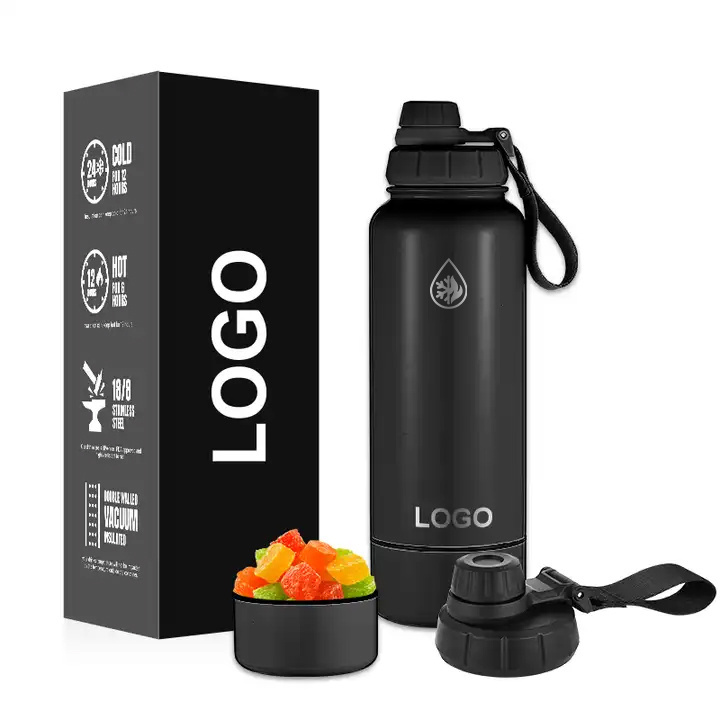 MOQ 300 Hot Selling BPA Free 32oz Stainless Steel Sport Insulated Water Bottle with Straw Lid for Gym