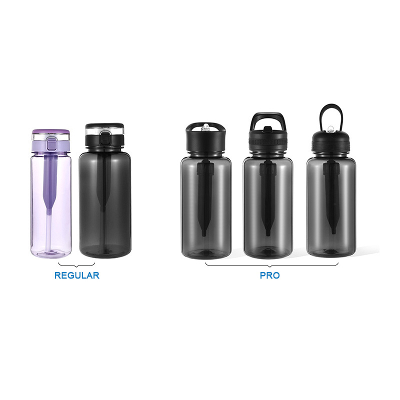 Outdoor drinking carbon filter cap tritan water bottle with straw lid