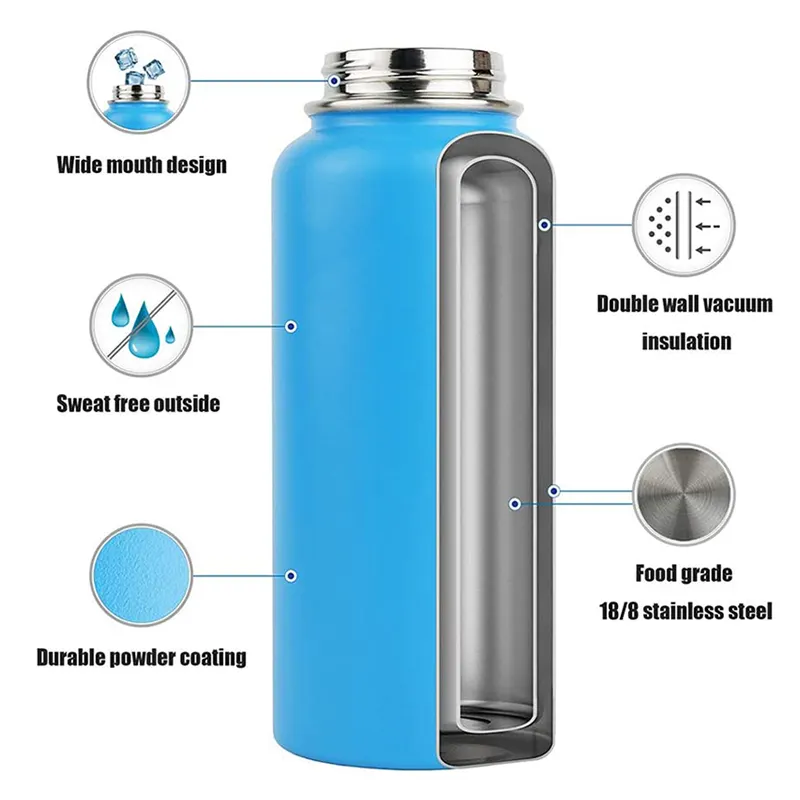 Promotion Sale 32oz ODM Lid Wide Mouth Water Bottle Thermos Double Wall Wide Mouth Insulated Stainless Steel Water Bottles