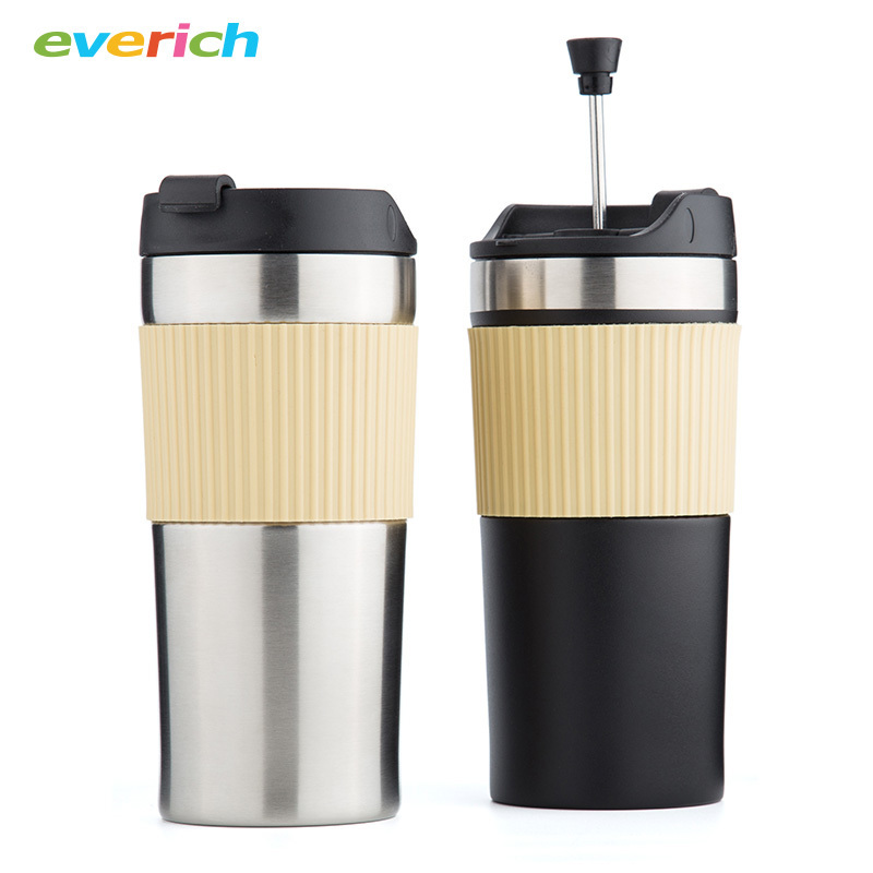 Travel Press, Stainless Steel Travel Coffee and Tea Press Cup