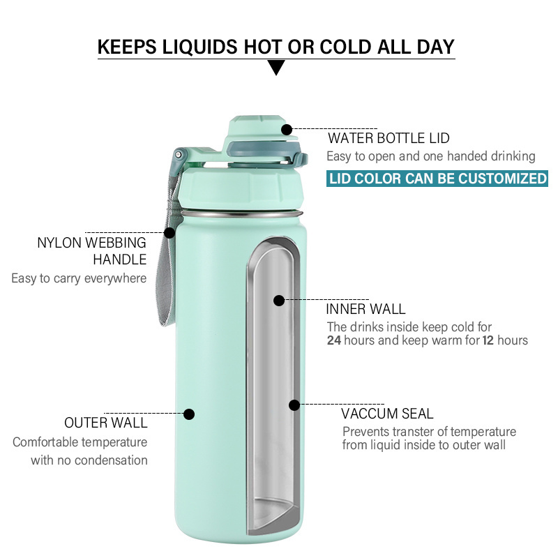 40oz Double Wall Water Bottle Stainless Steel Flask Best Gym Sports Water Bottle with Handle Lid 14oz 18oz 22oz 32oz 40oz 64oz