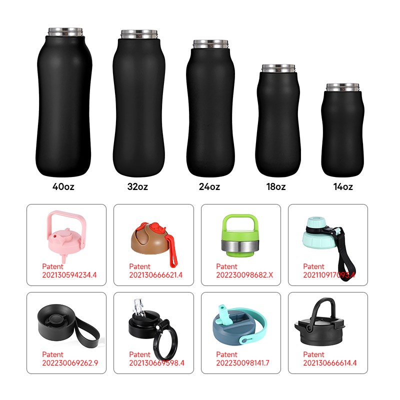 New Design Insulated Double Wall Wide Mouth Stainless Steel Water Bottle With 3 Lids For Sport Camping