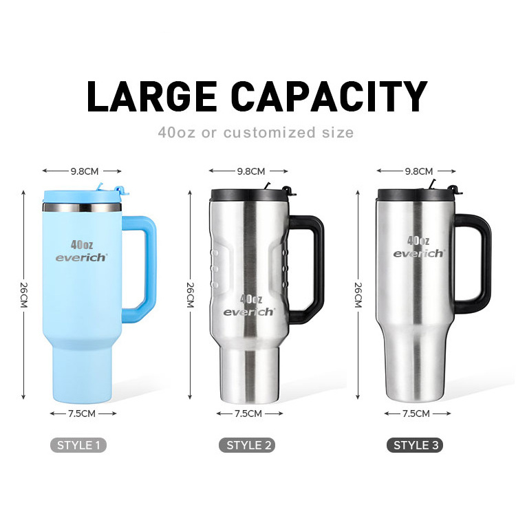 40oz Mug Adventure Quencher Double Wall Customizable  304 Stainless Steel Leak-Proof 40oz Travel Tumbler With Handle Straw