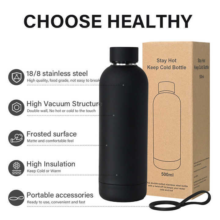 500ml 1000ml small mouth stainless steel water bottle double wall vacuum insulated water bottles with custom logo