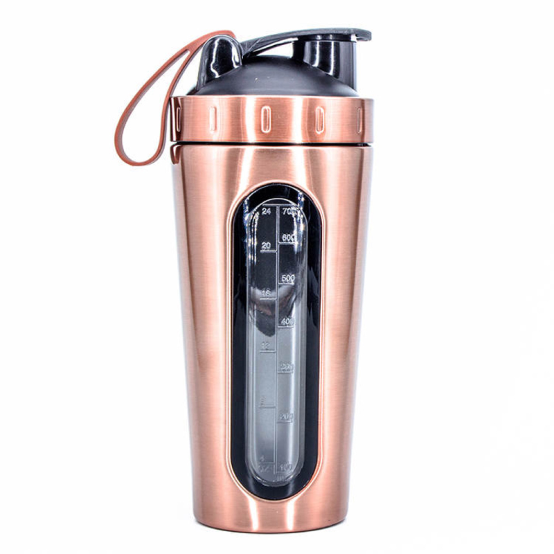 Visible Window Protein Shaker Drink Cup Stainless Steel Shaker Bottles Fitness Cup With Shaker Ball Blending Bottle