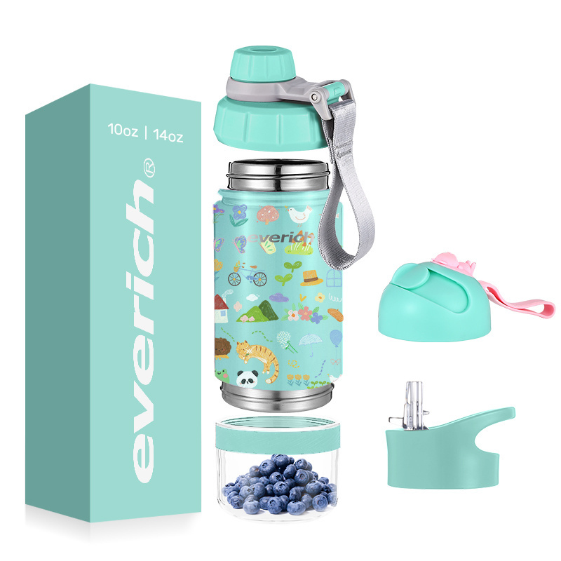 Factory Wholesale Sports Vacuum Flask Custom Stainless Steel Insulated Kids Bottle With Straw Lid In Bulk