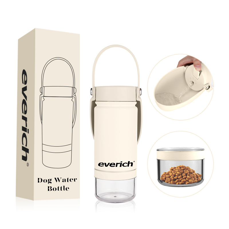 Custom Stainless Steel 2 in 1 Dog Water Bottle Pets Drinking Bottle with Different Lids Double Wall Water Bottle with SK Base