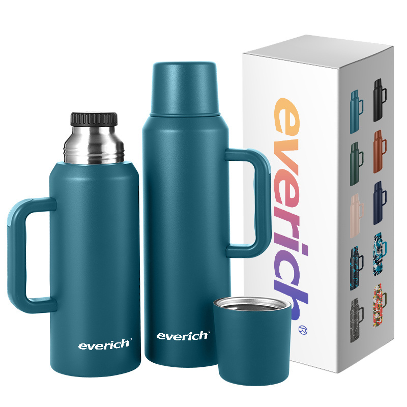 Custom Color Large Capacity 304 Stainless Steel Vacuum Flask with Handle Water Bottle Travel Coffee Pot Outdoor