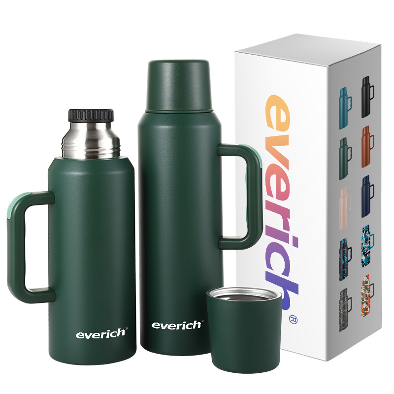 Custom Color Large Capacity 304 Stainless Steel Vacuum Flask with Handle Water Bottle Travel Coffee Pot Outdoor